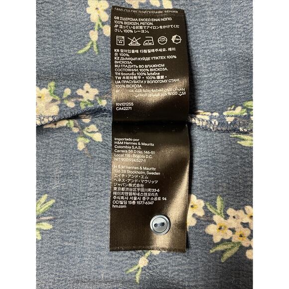 H&M X GP & J Baker Womens Blue & White Blossom Print Tunic Dress Size 6 - Picture 7 of 7